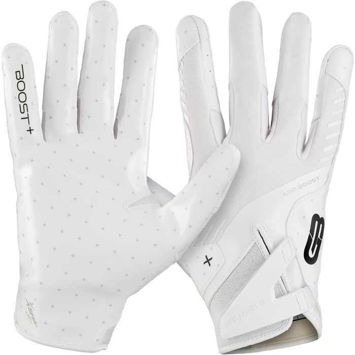 Guantes de fútbol Grip Boost Solid White talla Medium