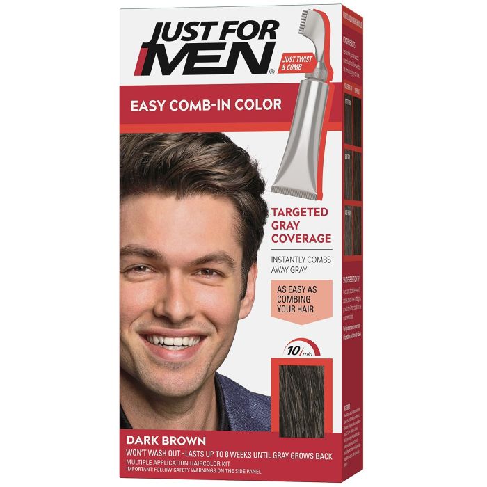 Just For Men Tinte para Cabello Hombre Easy Comb-In Color Marrón Oscuro A-45 Pack 1
