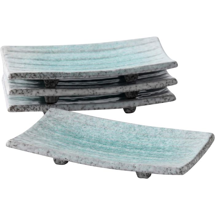 Plato Sushi Uaral 4 Piezas 21.6 cm Cerámica Rectangular Celeste