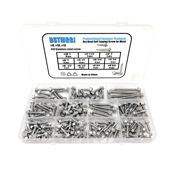 Tornillos Autoperforantes Hexagonales Acero Inoxidable 410 160 Piezas