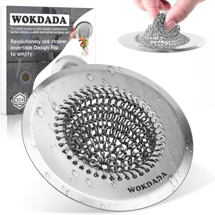 Colador de Fregadero de Acero Inoxidable 304, Reversible, Antigoteo