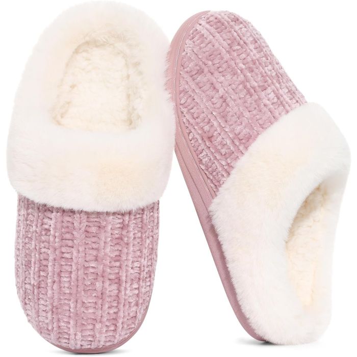 Evshine Pantuflas de Punto Cálidas para Mujer con Forro de Chenilla