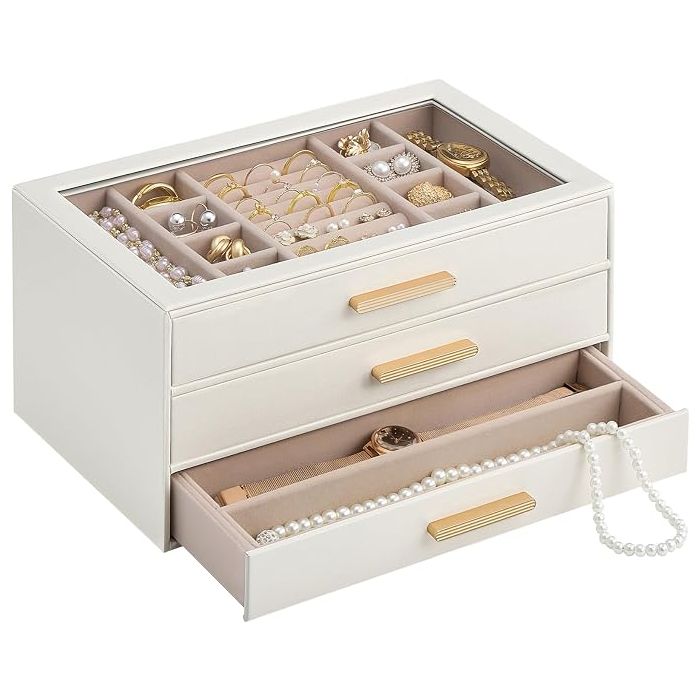 Joyero Organizador 3 Capas Beige