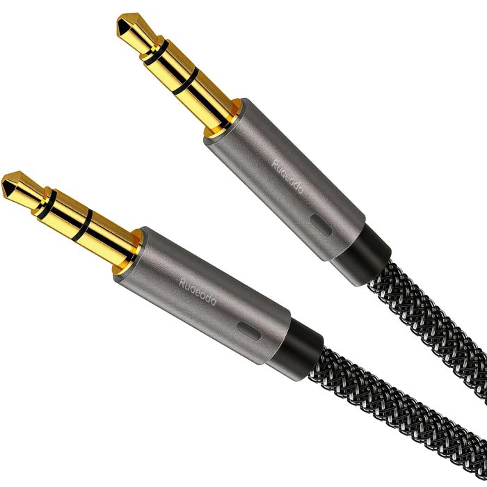 Cable Auxiliar Ruaeoda 3.5mm 3ft Nylon Trenzado Negra