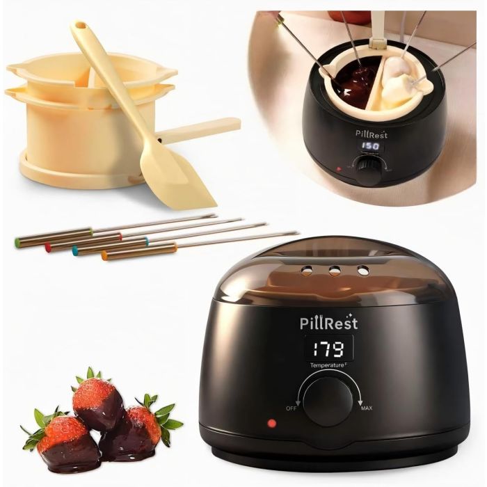 Fuente de Chocolate Eléctrica con 2 Recipientes de Silicona, 500 ml