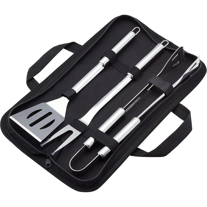Amazon Basics Set de 4 Herramientas para Parrilla con Bolsa