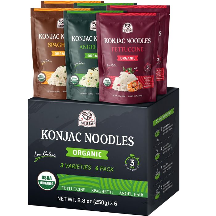 Fideos Orgánicos Konjac Shirataki 52USA, Bajo en Carbos 1500g (6 Pack)