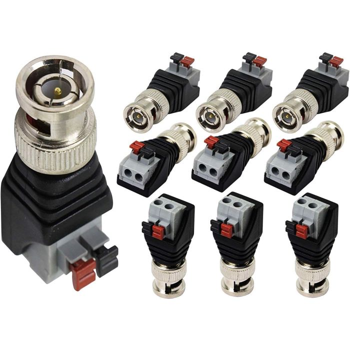 Adaptador BNC Video Baluns, Macho a 2 Terminales Tornillo, 10 Unidades