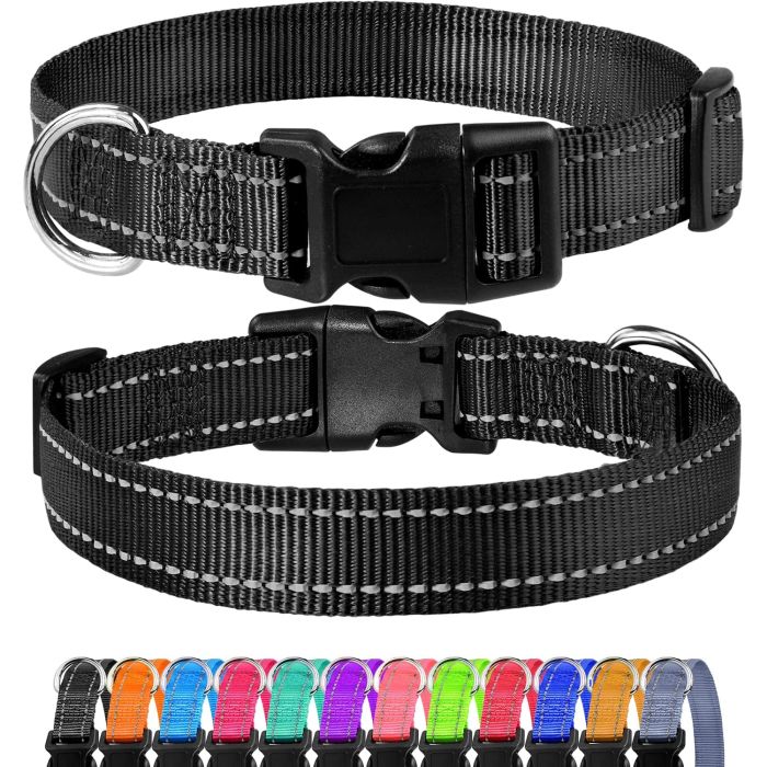 Collar Reflectivo para Perro Nylon Ajustable con Hebilla Negro