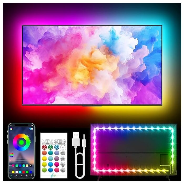 Tira LED TV 40 a 75 Pulgadas RGB con App y Control Remoto