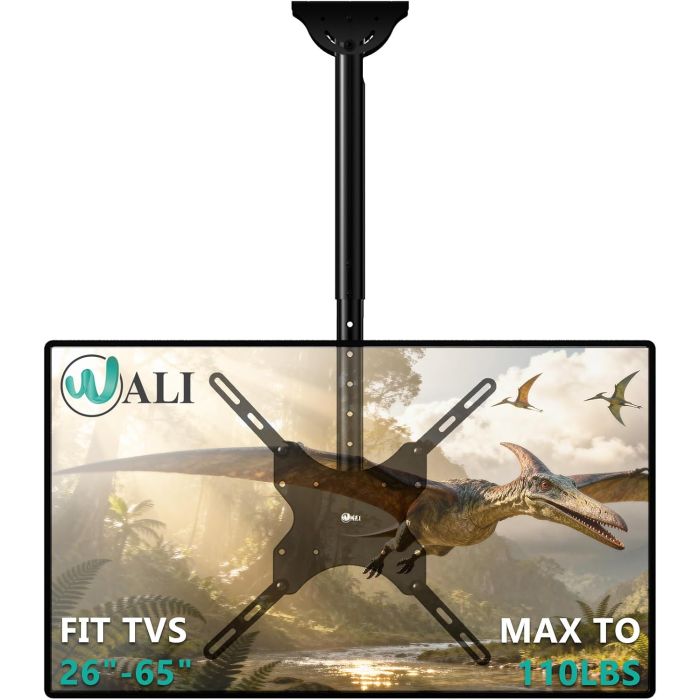 Soporte de TV de techo WALI 26-65 pulg, VESA 400x400, negro