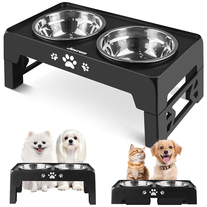 Comedero Elevado para Perros y Gatos Plástico Ajustable 2 Un