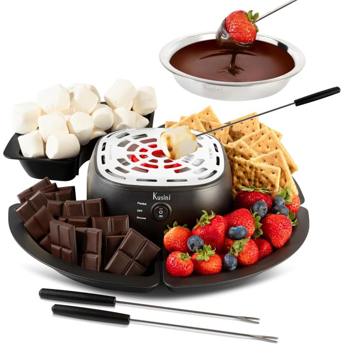 Kusini set eléctrico 2 en 1 para fondue y s'mores con 4 brochetas