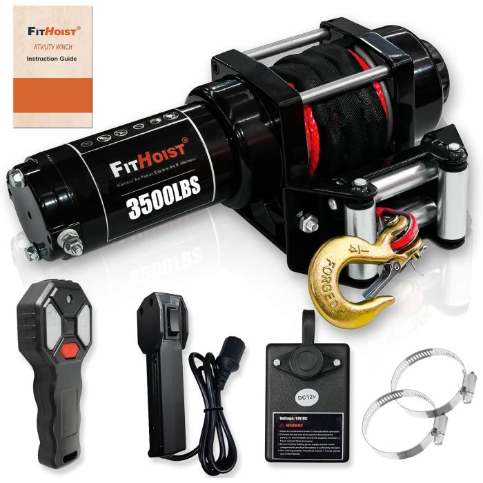 Winche Eléctrico 3500 lb 12V con Cable Sintético IP68