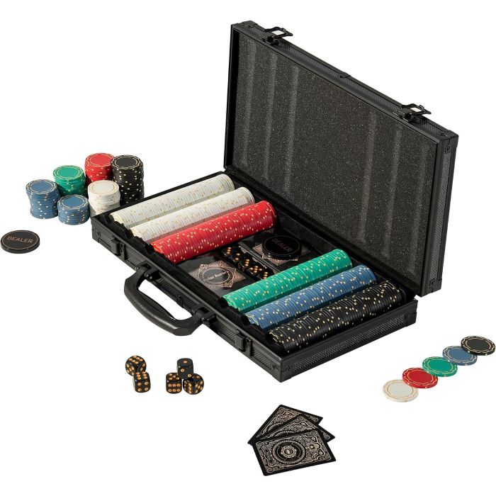Fichas de Póker Polar Aurora, Juego de 300 fichas negras doradas, caja de aluminio