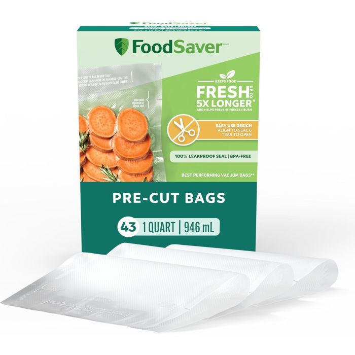 FoodSaver Bolsas al Vacío Quart Pre-Cortadas 43 unidades