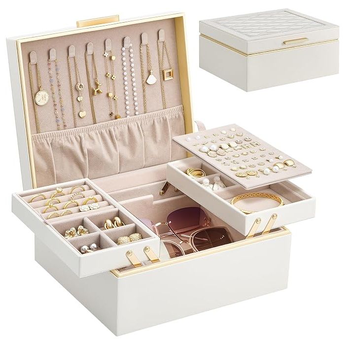 Joyero Organizador 2 Capas Cream