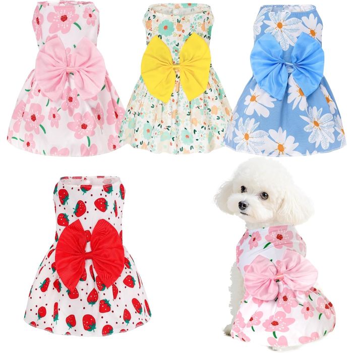choyaxo 4pcs Vestido Cute para Perro Ropa Mascota Verano