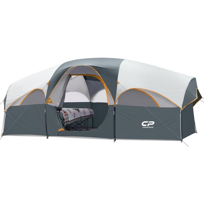 Carpa CAMPROS CP para 8 personas, resistente a la intemperie, 5 ventanas