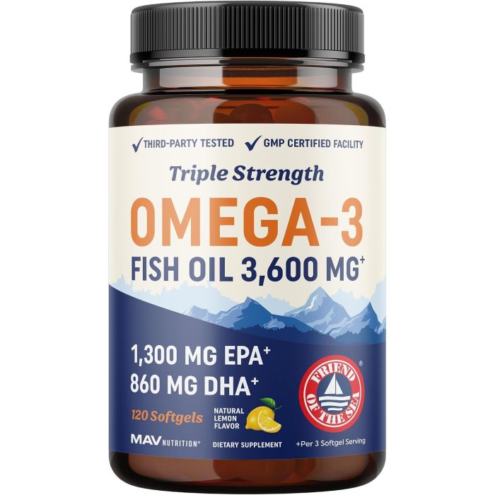 Aceite de Pescado Omega 3 Triple Fuerza DHA 3600 mg - 120 Cápsulas
