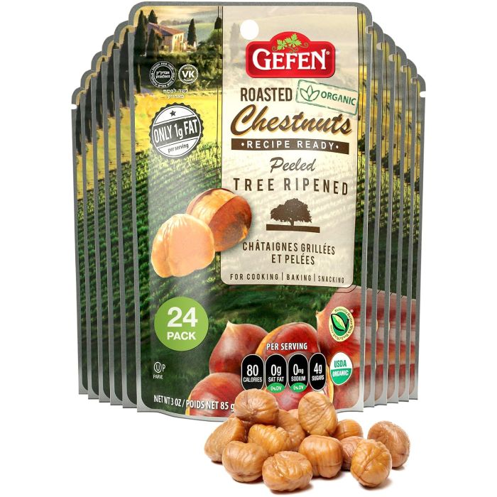 Gefen Castañas Orgánicas Peladas y Tostadas, 3oz (Pack de 24)