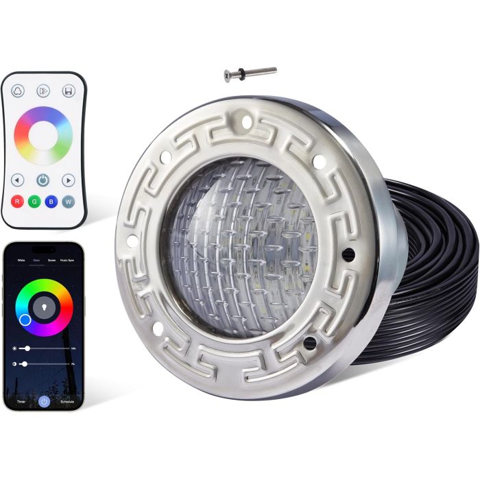 Luz para piscina LED 50W 6 pulgadas RGBW con control remoto y app