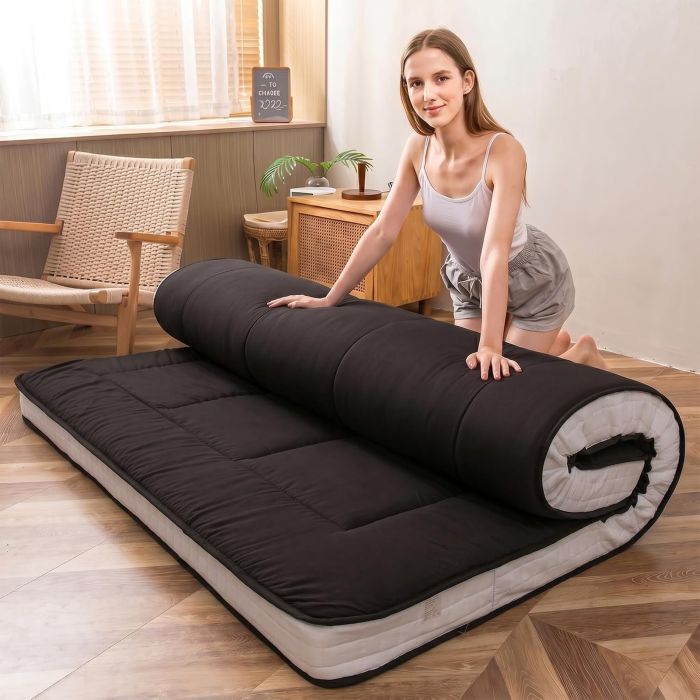 Colchoneta Futon MAXYOYO, Negra, Tamaño Full