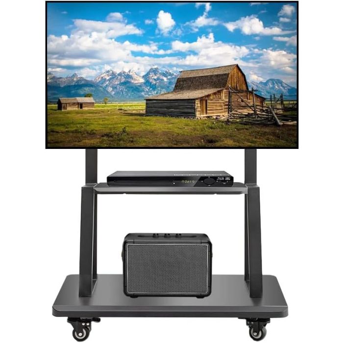 Soporte móvil para TV Hellsehen, 32-75 pulgadas, con ruedas y estante
