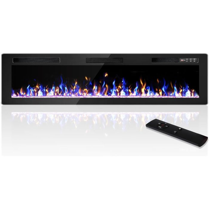 Chimenea Eléctrica VENDROZ 72 Pulgadas, Ultra Delgada, con Control Remoto