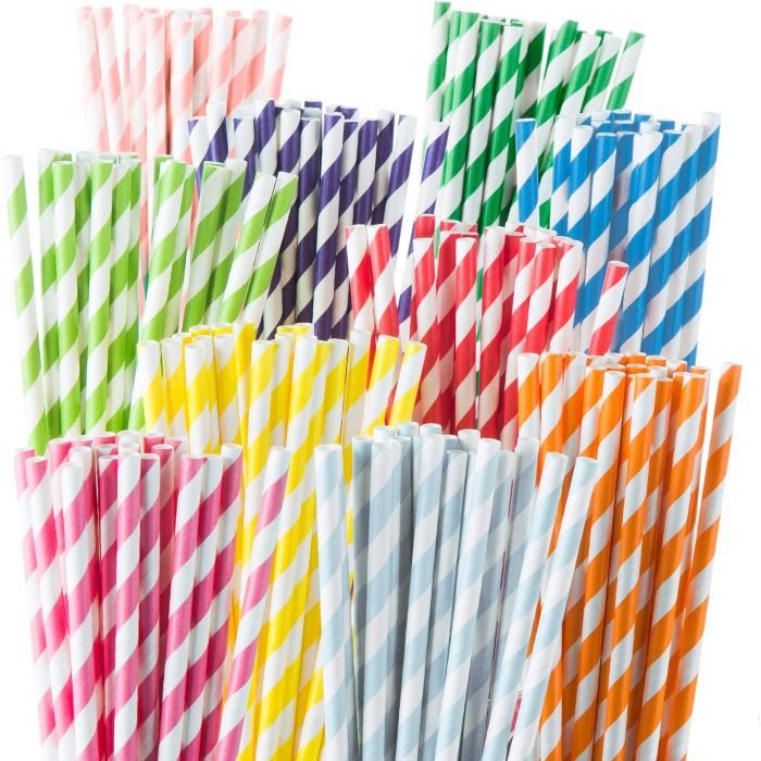 Pitillos de Papel Desechables 200 unidades 10 colores