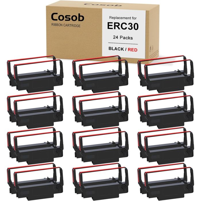Cinta ERC30 Negra y Roja Compatible con ERC30/34/38 - 24 Paquetes