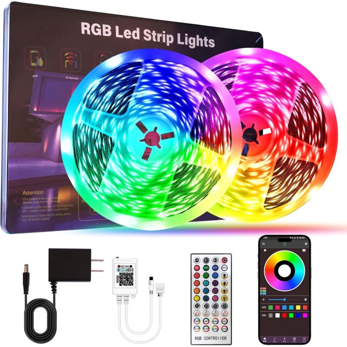 Cinta LED RGB 200ft control remoto y app