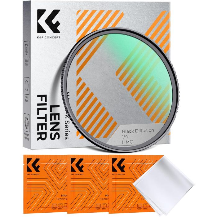 K&F CONCEPT Filtro Difusor 49mm Black Mist 1/4 para Fotografía