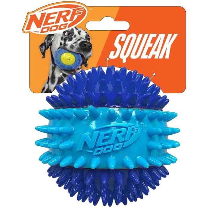 Juguete para Perro Nerf Dog Pelota con Púas y Sonido TPR 3.7 Pulgadas