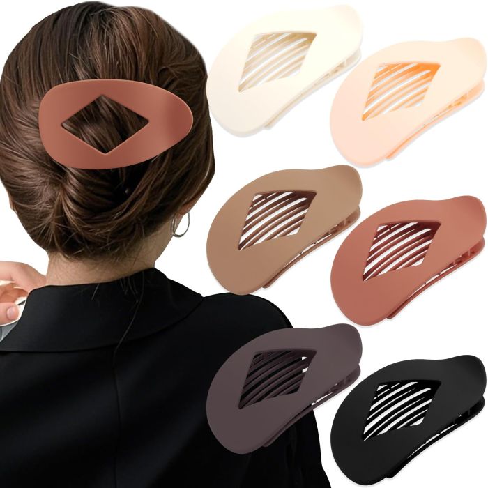 Pinzas grandes ovaladas para cabello 6 piezas