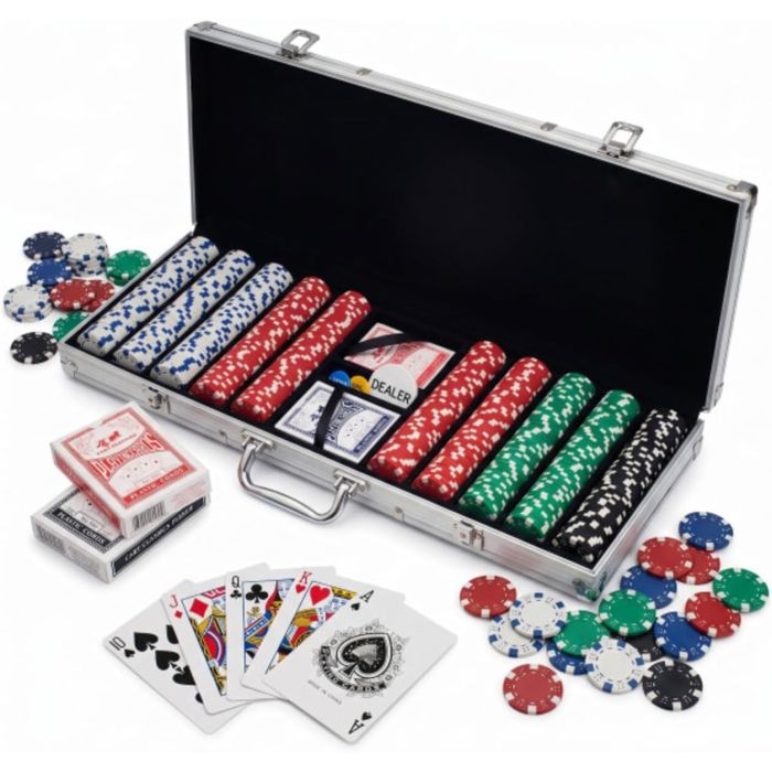 Set de 500 fichas de póker con estuche de aluminio