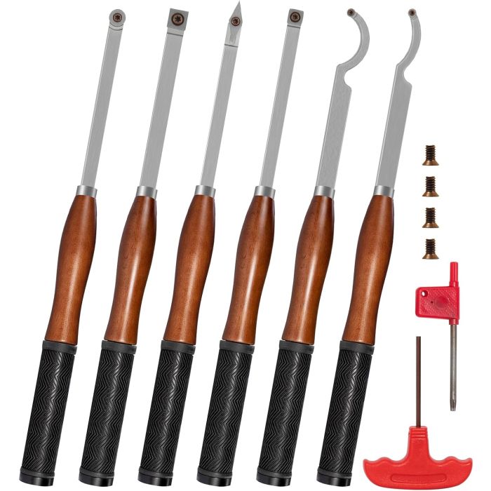 Kit de 6 Herramientas de Torneado para Madera con Carburo, 18 pulgadas