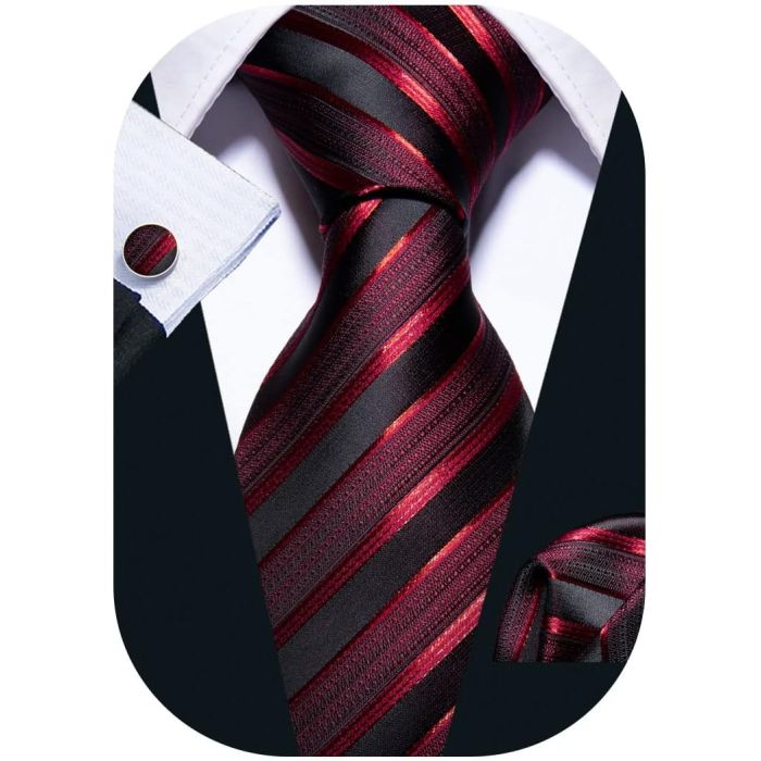 Juego de corbatas Barry.Wang para hombre, seda, rayas, a cuadros