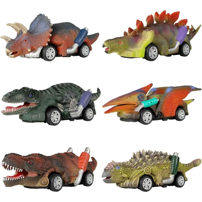 Dinosaurios Pull Back Cars, 6 Pack para niños de 3 años en adelante