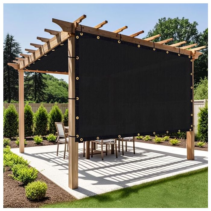 Shade&Beyond Customized Size 10' X 10' Shade Cloth with Grommets, 90% UV Protection UV Protection Mesh Tarp Sun Screens for Patio GN01, Black