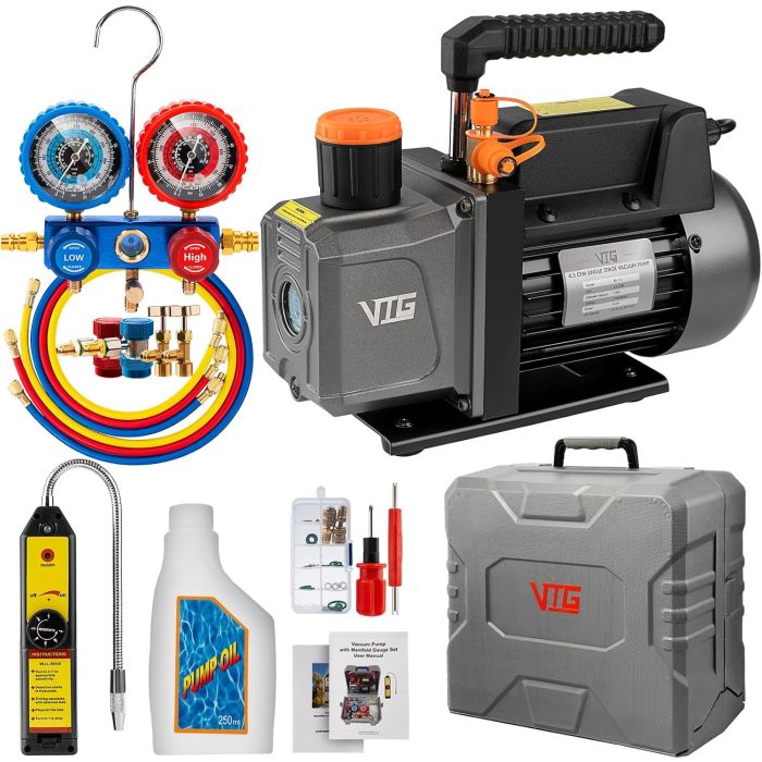 Kit de bomba de vacío para AC 4.5 CFM con manómetro
