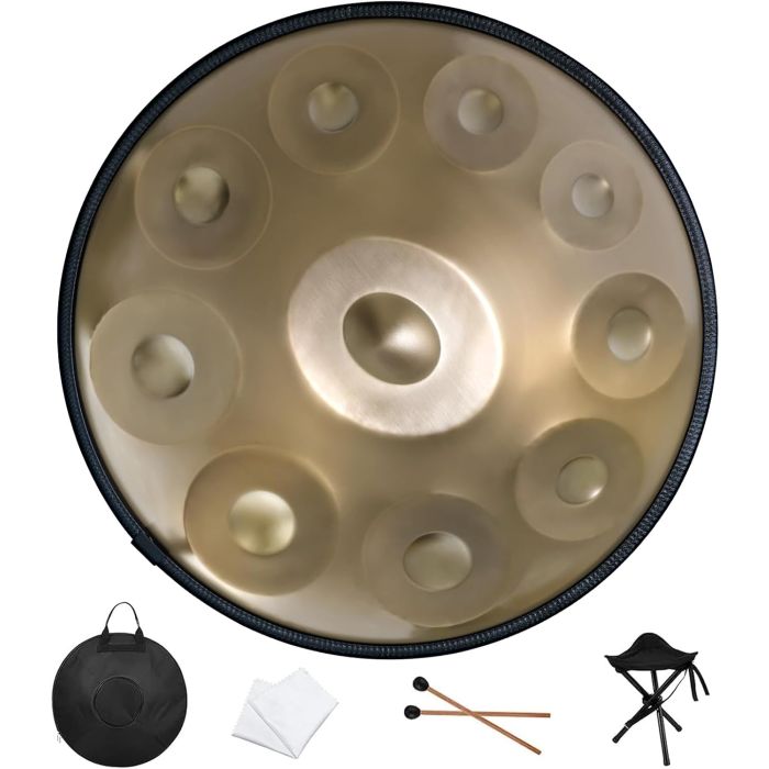 Handpan Drum 22 Pulgadas D Minor Kurd 10 Notas Oro