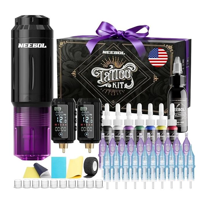 Kit Máquina Tatuar Rotativa Neebol Incluye Tintas y Baterías