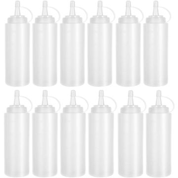 12 Botellas de 240 ml de Plástico para Salsas