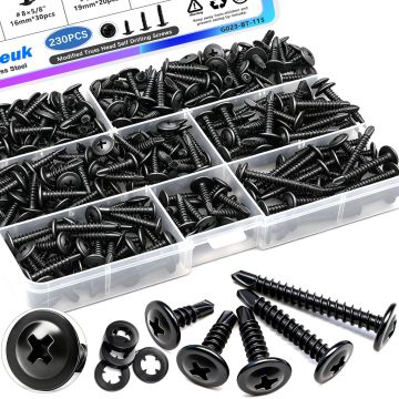 Tornillos Autorroscantes #8 Acero Inoxidable 230 Piezas con Arandelas