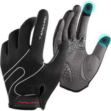 Guantes de ciclismo para hombre y mujer, talla L, negro
