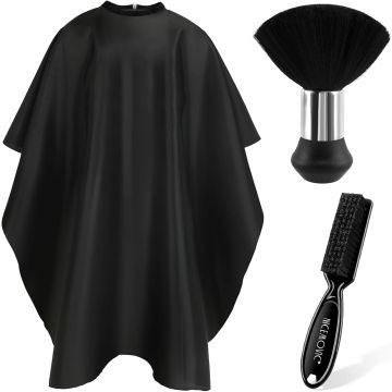 Capa de barbero negra con cepillos para cuello y limpieza