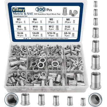 Kit de Inserción de Tuerca Remachable 300 Piezas Acero Inoxidable