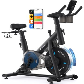 Bicicleta fija magnética Merach con app y asiento ajustable
