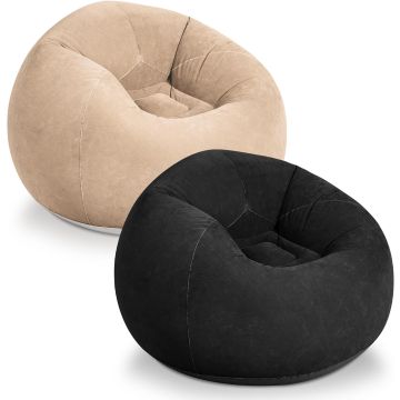 WLIVE 2 Puffs Inflables para Niños y Adultos, Sin Relleno, Beige y Negro